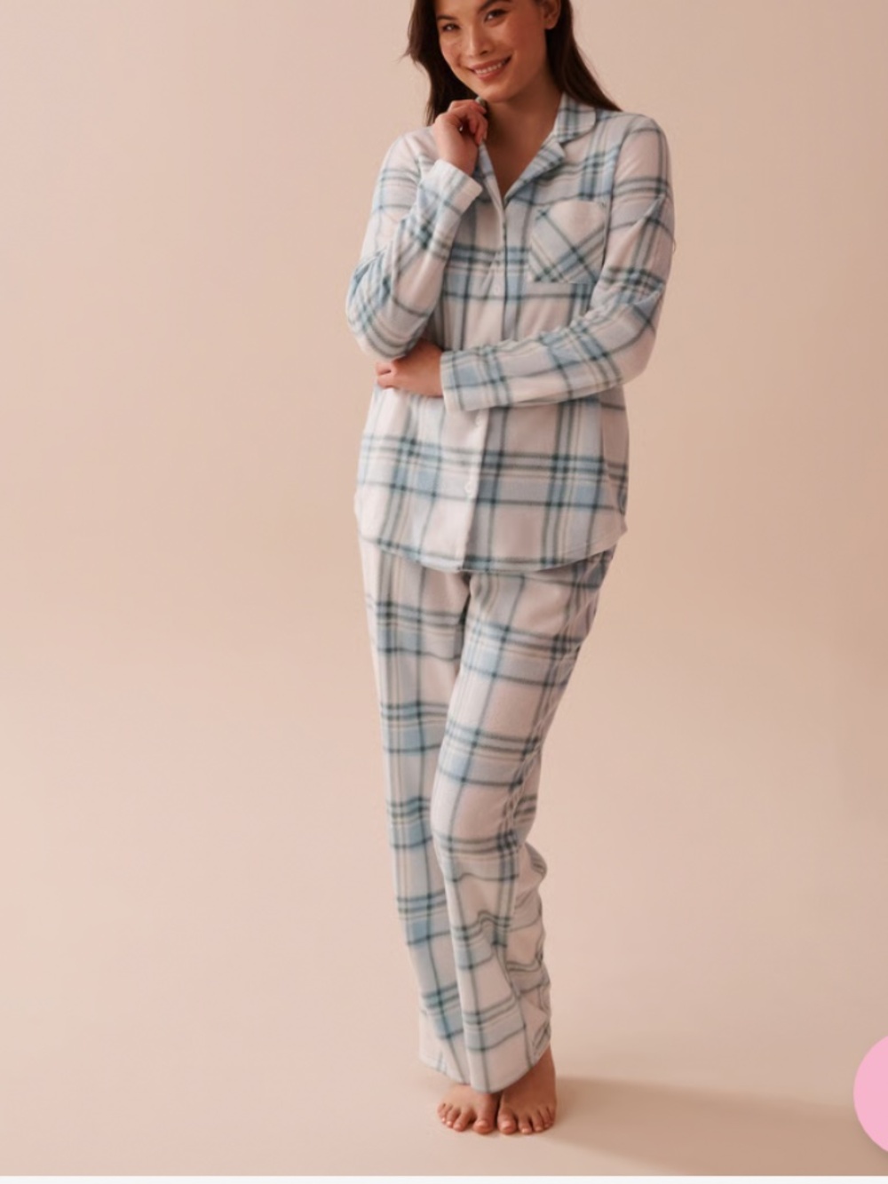 La Vie En Rose: Blue Plaid Micropolar PJ Set- NWT!